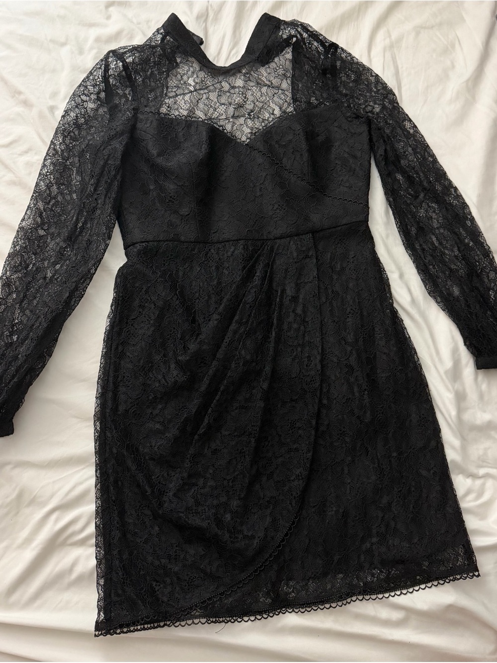 Forever New Black Lace Long-Sleeve Cocktail Dress